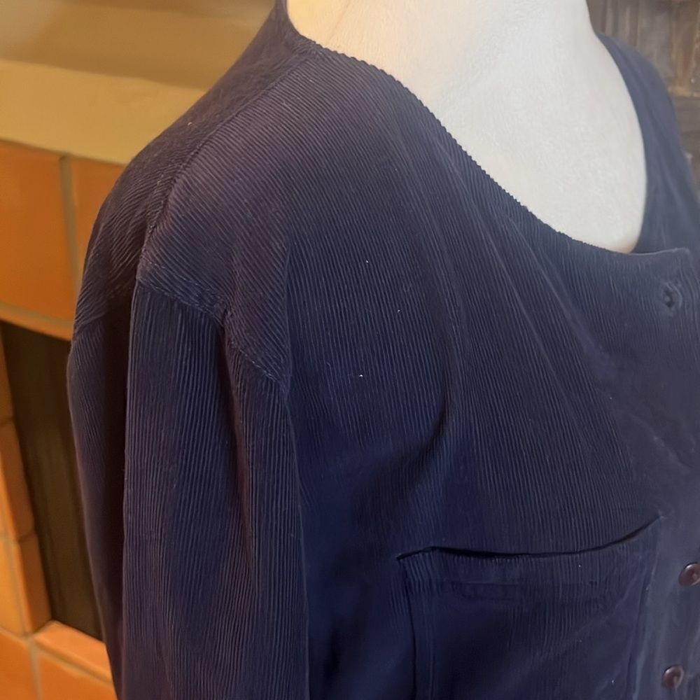 Persaman Navy Blue Corduroy Long Sleeve Empire Waist Dress, size M - Picture 5 of 10